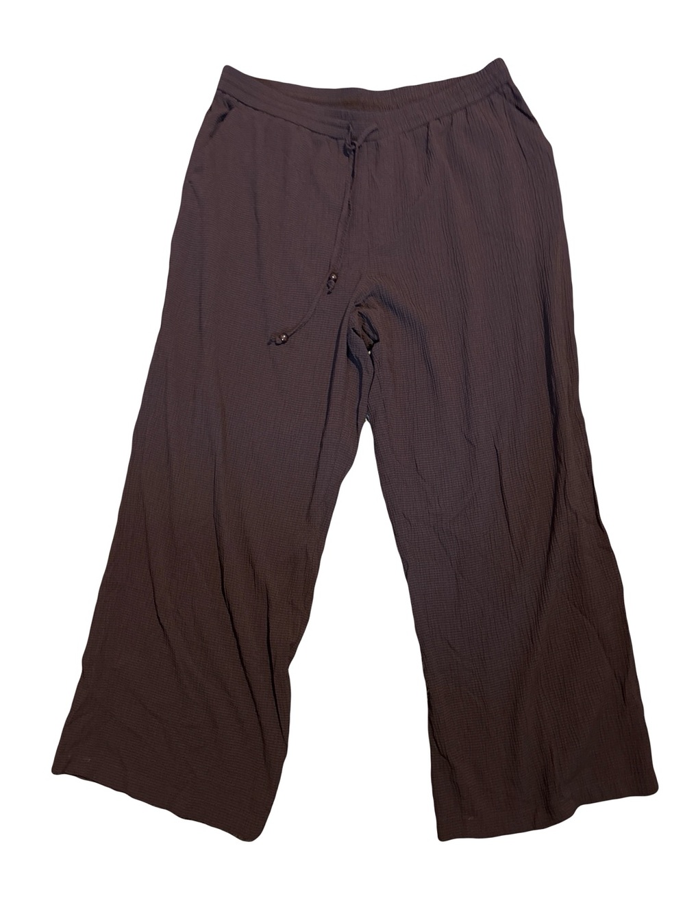 Simply Vera Vera Wang Brown Crinkle High Rise Wide Leg Pants XL